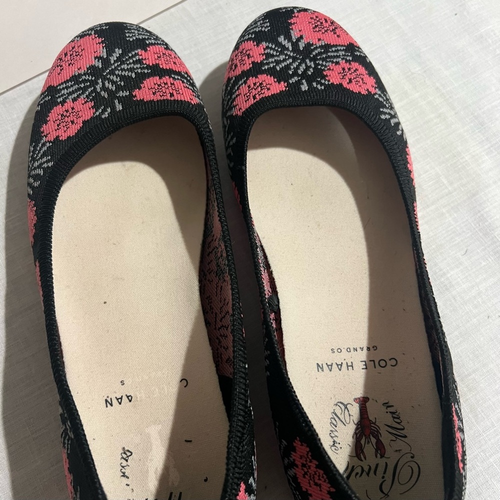 Cole Haan Women's Black and Pink Floral Flats